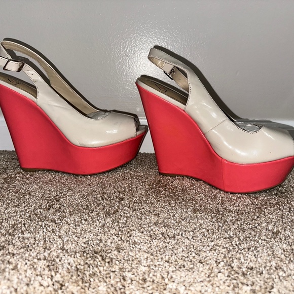 Color block peep toe wedge heels - Picture 1 of 4